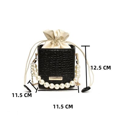 Summer Fashion Candy Color Bucket Bag With Pearl Chain Shoulder Sling Bag for Women