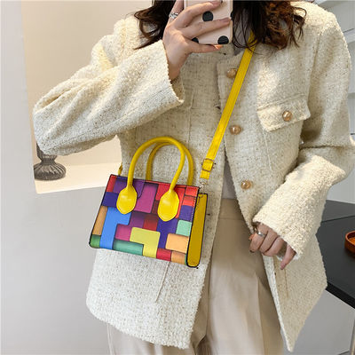 Trendy Shoulder Bag for Women Small Square Shape and Two-Tone Stitching in All Seasons
