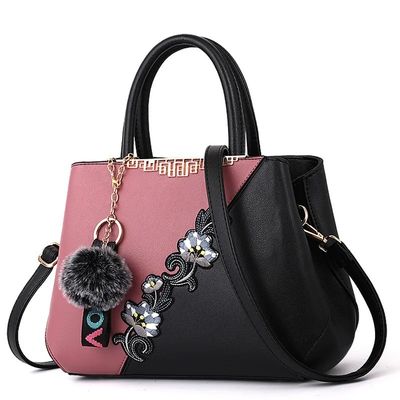 Waterproof Elegant Chinese Traditional Flower Vase Handbags Leather Tote Bags for Women