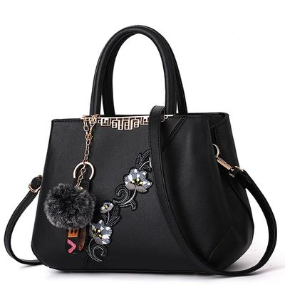 Waterproof Elegant Chinese Traditional Flower Vase Handbags Leather Tote Bags for Women