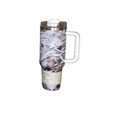 Sustainable 40oz Leopard Print Camouflage Straw Cup Tumbler for Hot and Cold Drinks