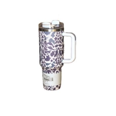 Sustainable 40oz Leopard Print Camouflage Straw Cup Tumbler for Hot and Cold Drinks