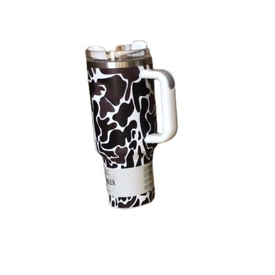 Sustainable 40oz Leopard Print Camouflage Straw Cup Tumbler for Hot and Cold Drinks