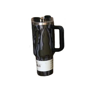 Sustainable 40oz Leopard Print Camouflage Straw Cup Tumbler for Hot and Cold Drinks