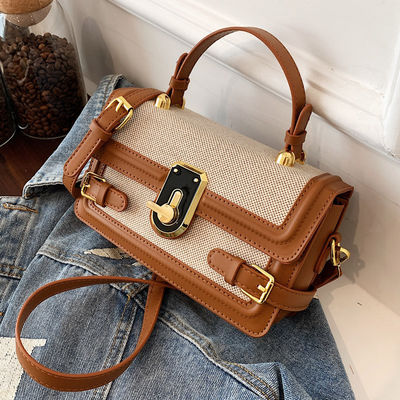 Camera Crossbody Handbag Vintage Knitted Fabric with Long Shoulder Strap and Zip Closure on Ins in Summer