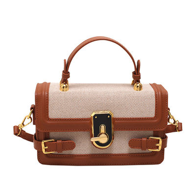 Camera Crossbody Handbag Vintage Knitted Fabric with Long Shoulder Strap and Zip Closure on Ins in Summer