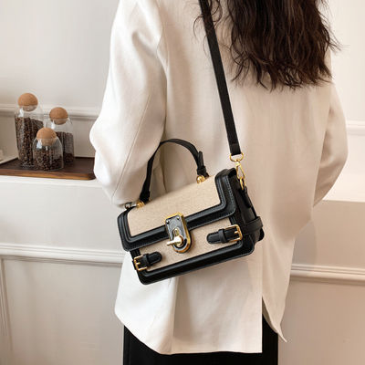 Camera Crossbody Handbag Vintage Knitted Fabric with Long Shoulder Strap and Zip Closure on Ins in Summer