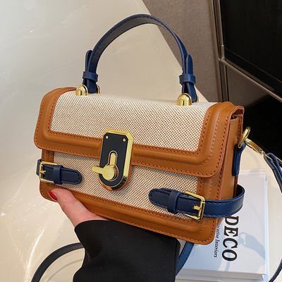 Camera Crossbody Handbag Vintage Knitted Fabric with Long Shoulder Strap and Zip Closure on Ins in Summer