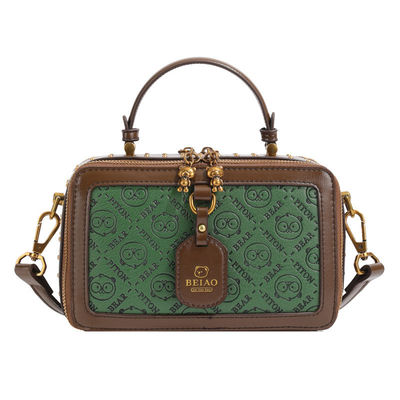 PU Retro Embossed Small Square Bag With A Long Shoulder Strap For Handheld