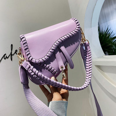 Single-Shoulder Crossbody Retro Handmade-Woven Saddle Bag Women's Design with Wide Strap