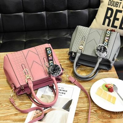 Elegant Shoulder Purse in Genuine Leather with Cartoon Pattern and Button Decoration