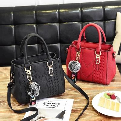 Elegant Shoulder Purse in Genuine Leather with Cartoon Pattern and Button Decoration