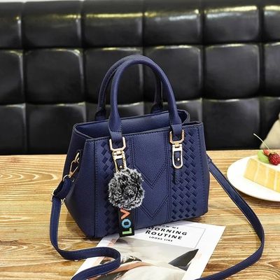 Elegant Shoulder Purse in Genuine Leather with Cartoon Pattern and Button Decoration