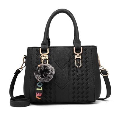 Elegant Shoulder Purse in Genuine Leather with Cartoon Pattern and Button Decoration
