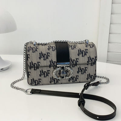 Retro Letter Printed Chain Long Shoulder Strap Women'S Crossbody Bag Closure Type ZIP
