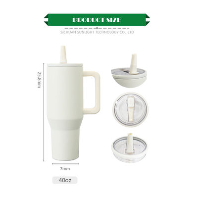 40oz Stainless Steel Thermal Coffee Travel Mug Cup with Handle and Flip Top Straw Tumbler