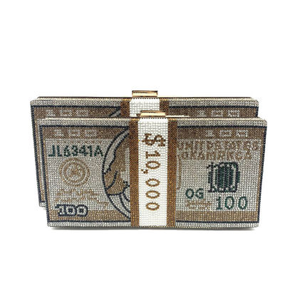 Waterproof Dollar Lock Money Clutch Elegant Ladies Wedding Handbags by Fashion Designer
