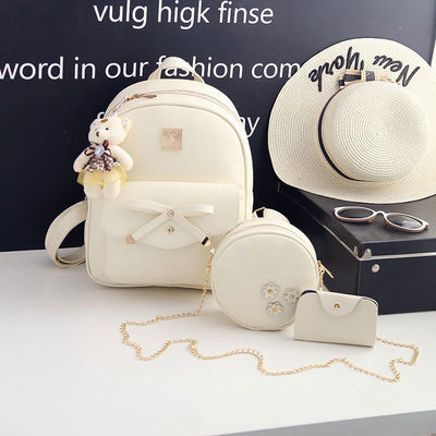3 Piece Set Bow Round Backpack Shoulder Bag Crossbody Purse for Women's Stylish Style