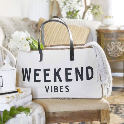 Reusable Canvas Grocery Shopping Tote Bag in Organic Cotton Material with Letter Print