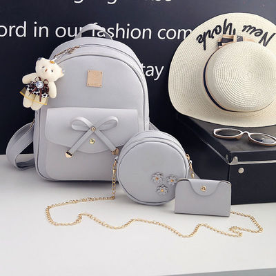 3 Piece Set Bow Round Backpack Shoulder Bag Crossbody Purse for Women's Stylish Style