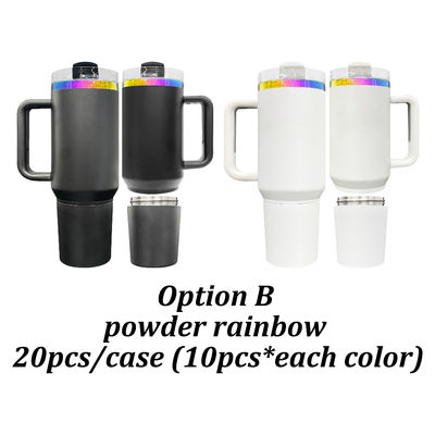40oz Mixed Gift Travel Tumblers White Black Macaron Rainbow Powder Gold Plated for Laser Engraving RTS H2.0