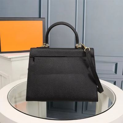 European-American Design Lock Closure Palm Print Leather Shoulder Bag for Women's Fashion