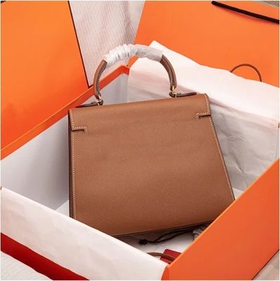 European-American Design Lock Closure Palm Print Leather Shoulder Bag for Women's Fashion