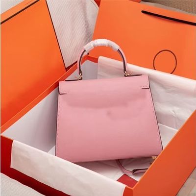 European-American Design Lock Closure Palm Print Leather Shoulder Bag for Women's Fashion