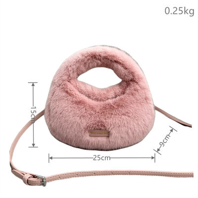 Winter Brown Mini Fox Fur Handbags Long Chain Fluffy Fur Bags for Sophisticated Women