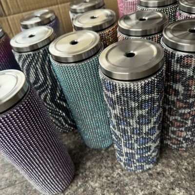 Rhinestone Bling Diamond Glitter Stainless Steel Thermal Tumbler Great for Coffee Tea Water Beer Includes Lid and Straw