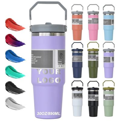 Straw With Cap Customizable Unique Coffee Mug 20oz 30oz BPA FREE Stainless Steel Tumbler Cups