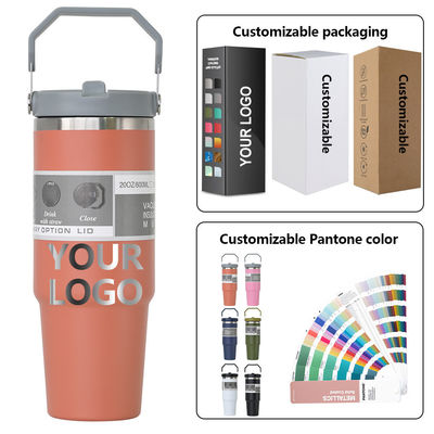 Straw With Cap Customizable Unique Coffee Mug 20oz 30oz BPA FREE Stainless Steel Tumbler Cups