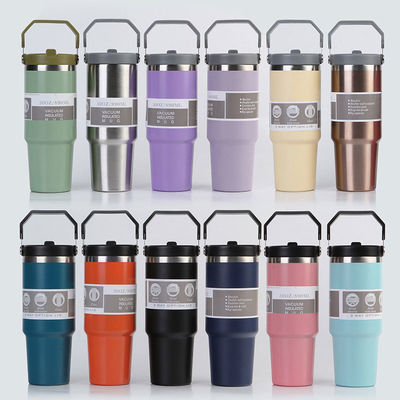 Straw Custom Stainless Steel 30oz Insulated Thermos Cup for Keeping Drinks Cold and Hot