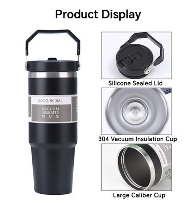 Sustainable Insulated Tumbler Coffee Cup Car Beer Travel Mug with Handle and Lid 20oz 30oz