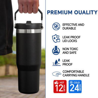 Sustainable Insulated Tumbler Coffee Cup Car Beer Travel Mug with Handle and Lid 20oz 30oz