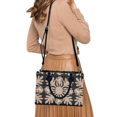 All Seasons Black and White Polynesian Luxury Ladies Shoulder Bag Main Material PVC