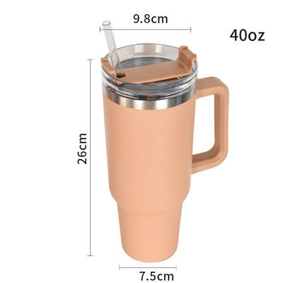 Customized Coffee Tea Beer Water Tumbler Cup with Handle Straw Lid Leopard Engraved Design