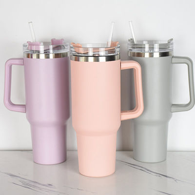 Customized Coffee Tea Beer Water Tumbler Cup with Handle Straw Lid Leopard Engraved Design