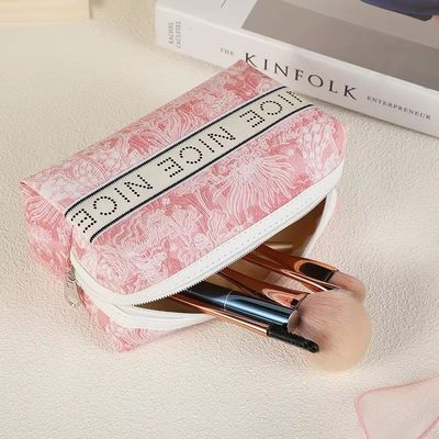 Tools Storage Eco Burlap Makeup Bag Letter Printed Bolsa De Maquillaje for Women Bags