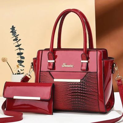 Winter Season Large Capacity Handbags Set for Women in Alligator Pattern PU Leather