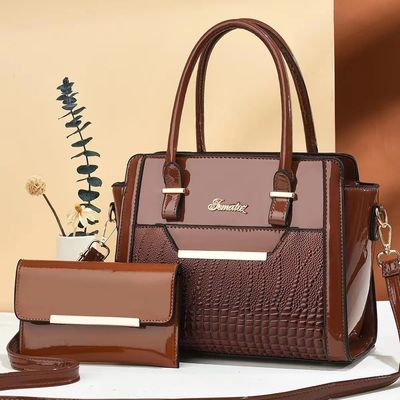 Winter Season Large Capacity Handbags Set for Women in Alligator Pattern PU Leather