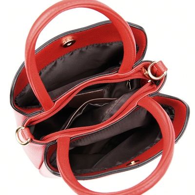 Medium Size Women's Leather Handbag Designer Shoulder Bag with Geometric Pattern