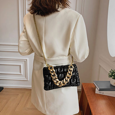 Customized Logo Printing PU Leather Handbags Stylish Ladies' Purses with Chain Design