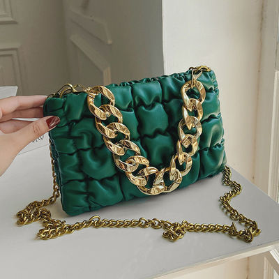 Customized Logo Printing PU Leather Handbags Stylish Ladies' Purses with Chain Design
