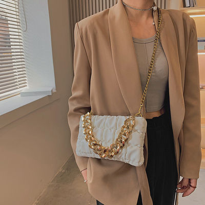 Customized Logo Printing PU Leather Handbags Stylish Ladies' Purses with Chain Design