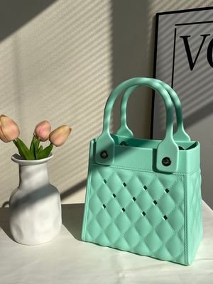 Fashion Style EVA Rubber Silicone Hand Tote for Women Summer Lady Beach Bag in Black