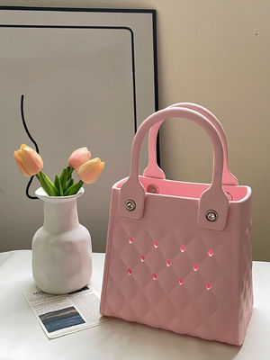 Fashion Style EVA Rubber Silicone Hand Tote for Women Summer Lady Beach Bag in Black