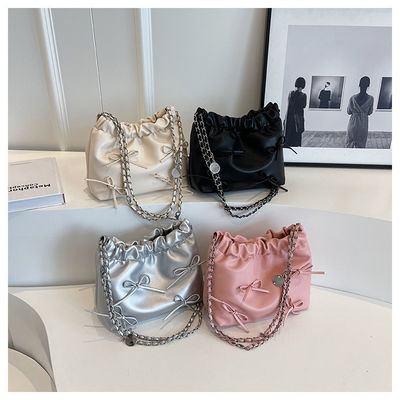 Seasonal Must-Have Minimalist Pleated Magnetic Bucket Handbags for Ladies in 4 Colors