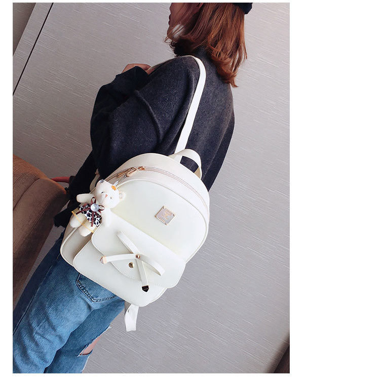 3 Piece Set Bow Round Backpack Shoulder Bag Crossbody Purse for Women's Stylish Style