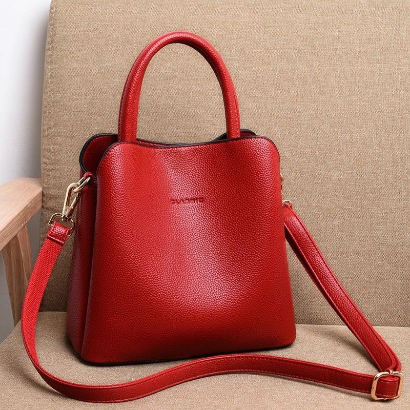 Medium Size Women's Leather Handbag Designer Shoulder Bag with Geometric Pattern